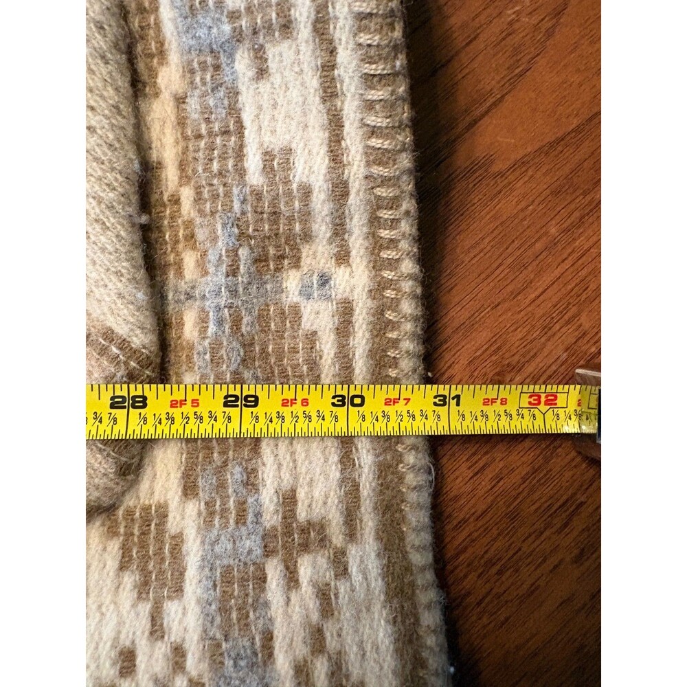 VTG Lands End Wool Coat Blend Aztec Print Jacket Beige Tan Southwest Geometric - Picture 14 of 16